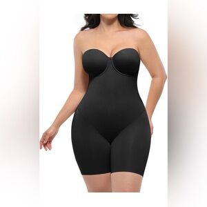SHAPELLX Strapless Black Shapewear Bodysuit NWT Large